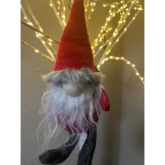 Handmade Plush Christmas Gnome Ornament - Festive Red Hat & Fluffy Beard - Cute - Picture 2 of 6